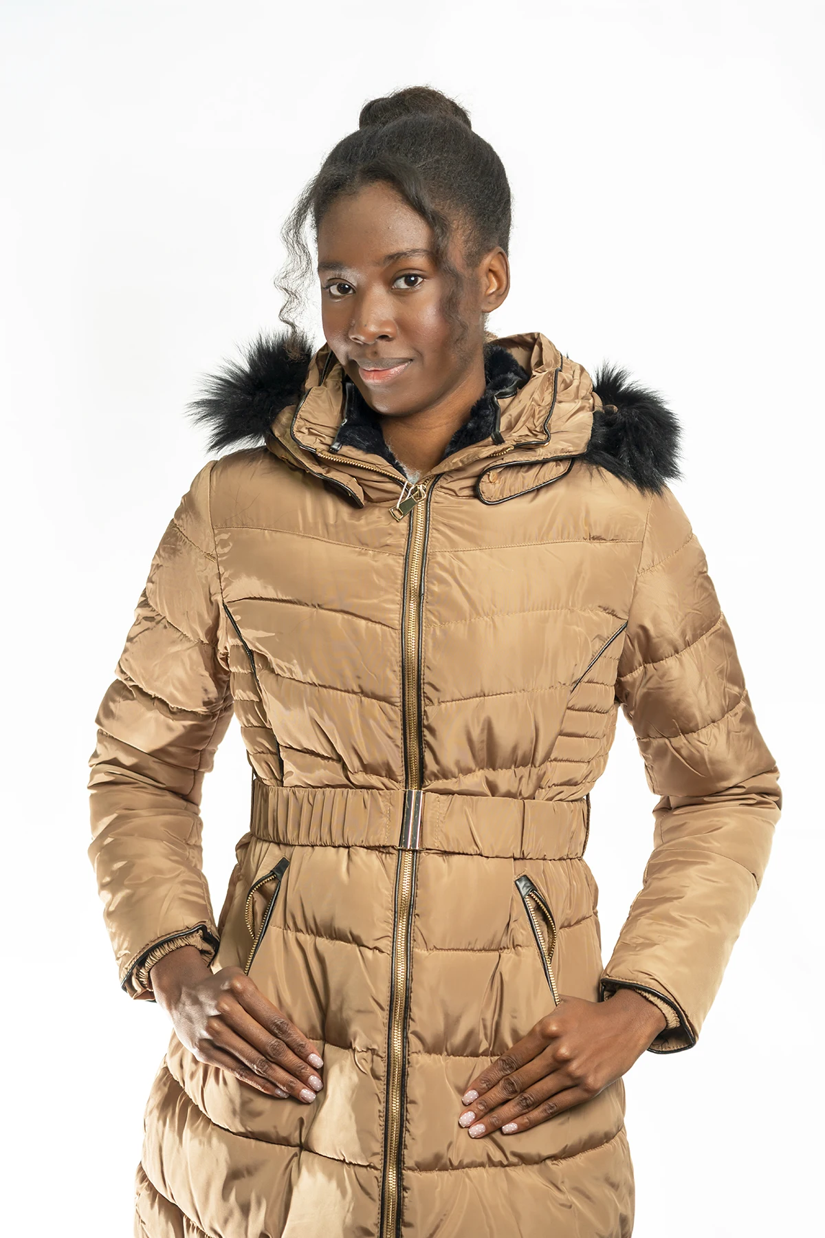 abrigo plumífero puffer 3/4 "amber glow" – bronce abrigo plumífero puffer 3/4 "amber glow" – bronce