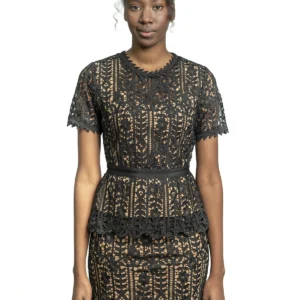 Inicio vestido "lace sculpture" – guipur negro sobre nude